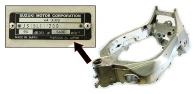 Suzuki (Original OE) - SUZUKI GSX-R1000 GSXR1000 K1 K2 WVBL Rahmen Hauptrahmen inkl. Brief + Zulassung - Bild 2 von 2